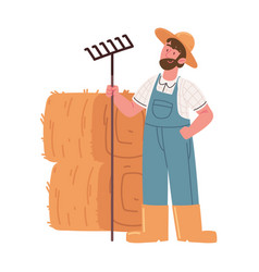 Farmer With Pitchfork And Haystack