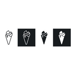 Ice Cream Liner And Solid Icon Set In Black Color