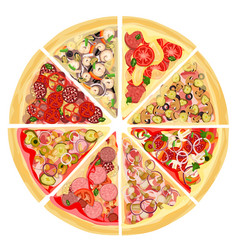 A Set Of Slices Of Variety Of Pizza