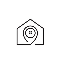 House Pin Minimalist Line Icon Logo Design