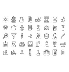 Chemistry Teacher Icons Set Outline Woman