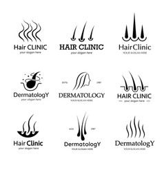 Hair Clinic Logo Set Black Color