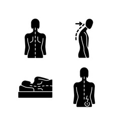 Poor Posture Problems Black Glyph Icons Set