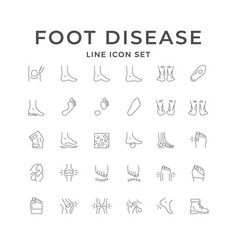 Set Line Icons Of Foot Disease