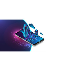 Isometric Mobile Phone Ig Data Flow Processing