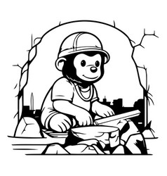 Monkey In A Construction Site For Your Design