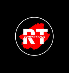 Rt Letter Simple Brush Monogram Logo Linked