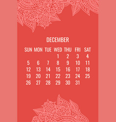 December Year 2021 Monthly Floral Calendar