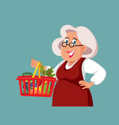 Senior Woman Holding A Shopping Basket