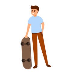 Smiling Boy Skateboarding Icon Cartoon Style