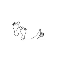 Silhouette Of Abstract Foot With Hand As Line