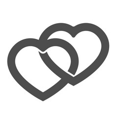 Two Intertwined Hearts Solid Icon Dating Concept