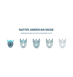 Native American Mask Icon In 5 Different Style