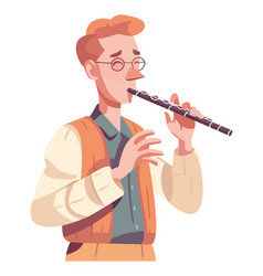 One Person Blowing Wind Instrument Isolated