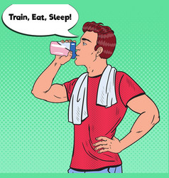 Pop Art Bodybuilder Man Drinking Protein Shake