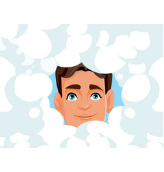 Happy Man With Head In The Clouds Cartoon