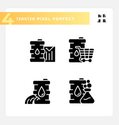 Oil Economy Black Glyph Icons Set On White Space