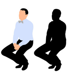 Silhouette Man Sideways Sitting Isolated