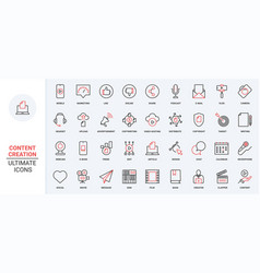 Content Creation Red Black Thin Line Trendy Icons