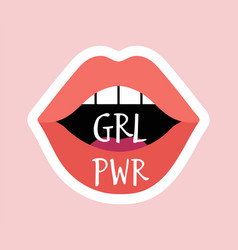 Girl Power Badge Sexy Red Lips Cartoon Feminists