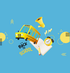 School Bus 3d Art Style With Supplies