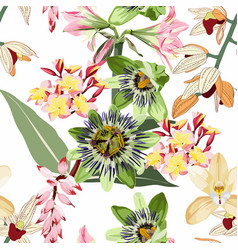 Seamless Tropical Flowers Pattern