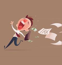 Avoid Tax Business Man Running Away From Tax