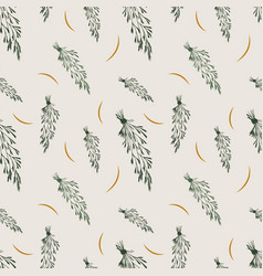 Pattern Dry Herbs Seamless Print Green And Beige