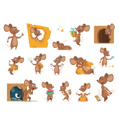 Mouse Cartoon Small Mice In Action Poses Lab