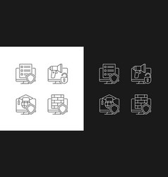 Protect Private Data Linear Icons Set For Dark