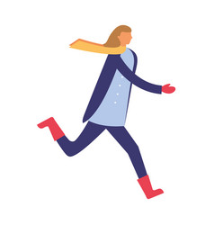 Woman Running With Winter Clothes