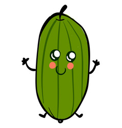 Cute Cucmber With Eyes On White Background