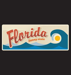 Sunny Florida State Vintage Travel Plate