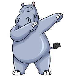 Dabbing Hippo Character Cartoon Clip Art