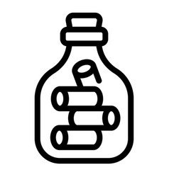 Island Message Bottle Icon Outline Mail