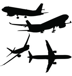 Silhouette Of Airplane With Different Angle