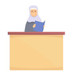 Smiling Arab Teacher Icon Cartoon Muslim