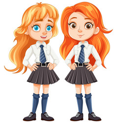 Two Cute Female Friends In School Uniform