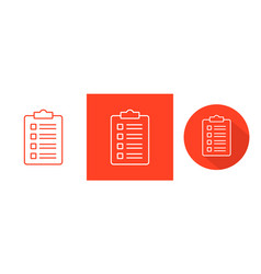 Clipboard Document Flat Line Shadow Icon Set