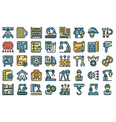 Engineer Factory Icons Set Flat