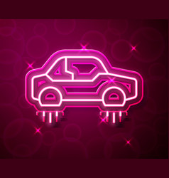 Glowing Neon Line Fantastic Flying Car Icon