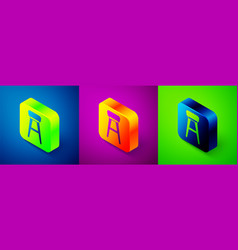 Isometric Chair Icon Isolated On Blue Purple