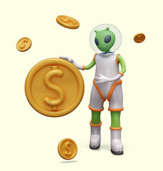 Space Profits 3d Alien Touches Giant Gold Coin