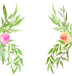 Watercolor Flower Frame Wreath Leaves