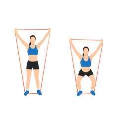 Woman Doing Overhead Squat With Long Resistance