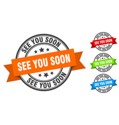 See You Soon Stamp Round Band Sign Set Label