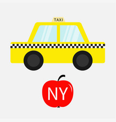 Taxi Car Cab Icon Red Apple Fruit New York Symbol