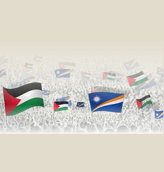 Palestine And Marshall Islands Flags In A Crowd