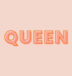 Queen Typography On A Pastel Peach Background