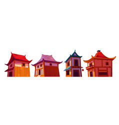 Chinese Houses In Cartoon Set